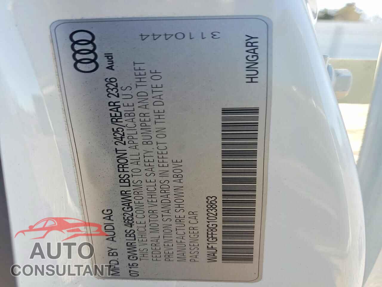 AUDI S3 2016 - WAUF1GFF8G1023863