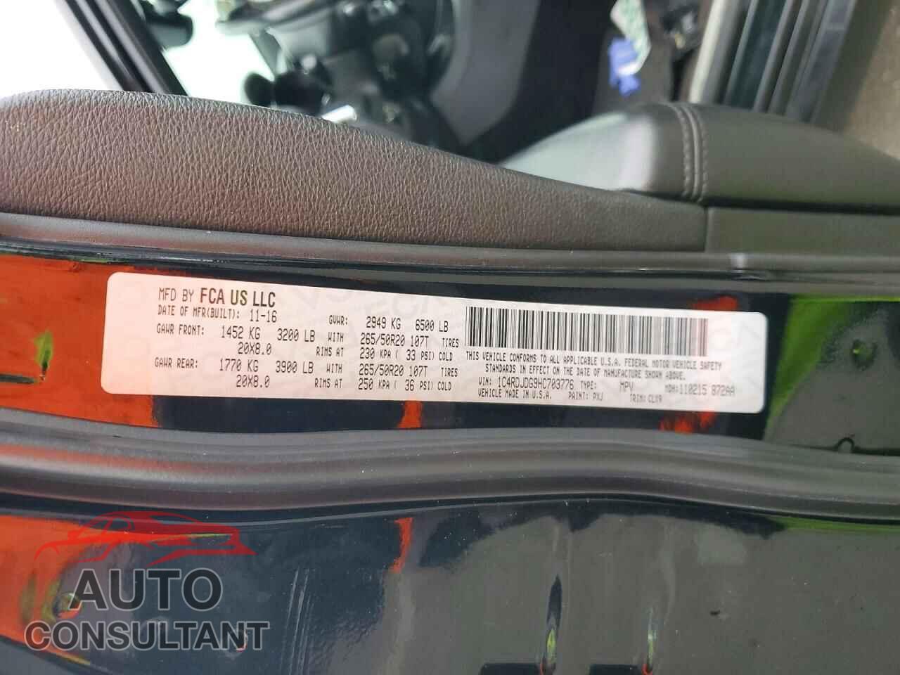 DODGE DURANGO 2017 - 1C4RDJDG9HC703776