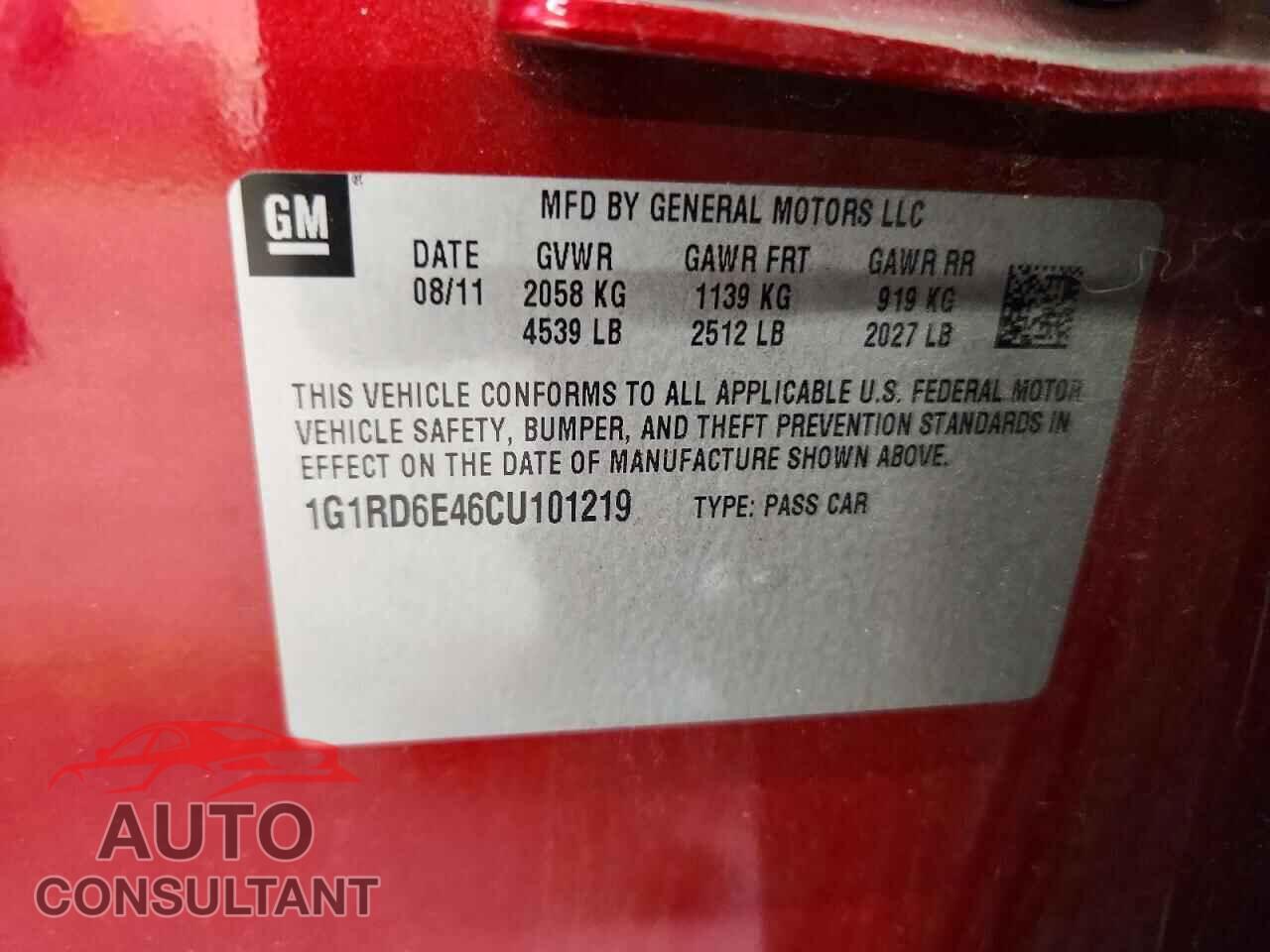 CHEVROLET VOLT 2012 - 1G1RD6E46CU101219