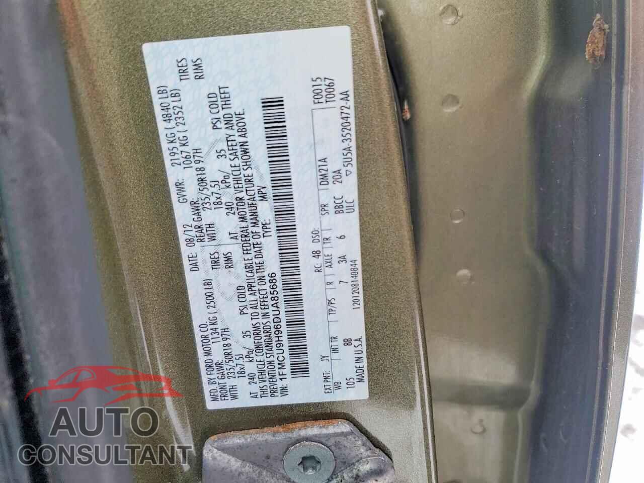 FORD ESCAPE 2013 - 1FMCU9H96DUA85686