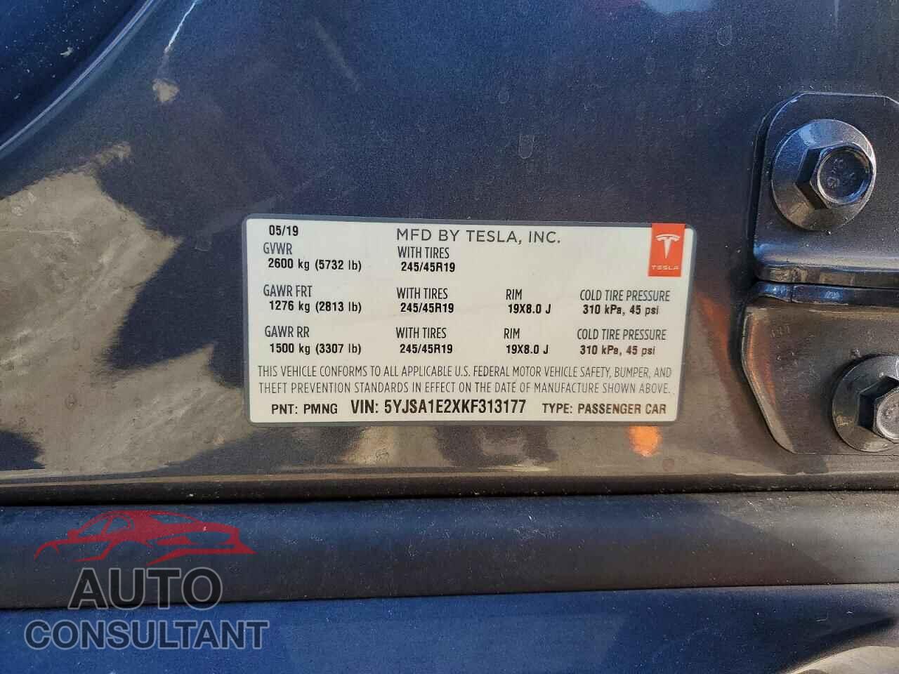 TESLA MODEL S 2019 - 5YJSA1E2XKF313177