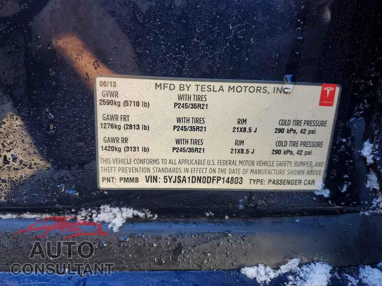 TESLA MODEL S 2013 - 5YJSA1DN0DFP14803