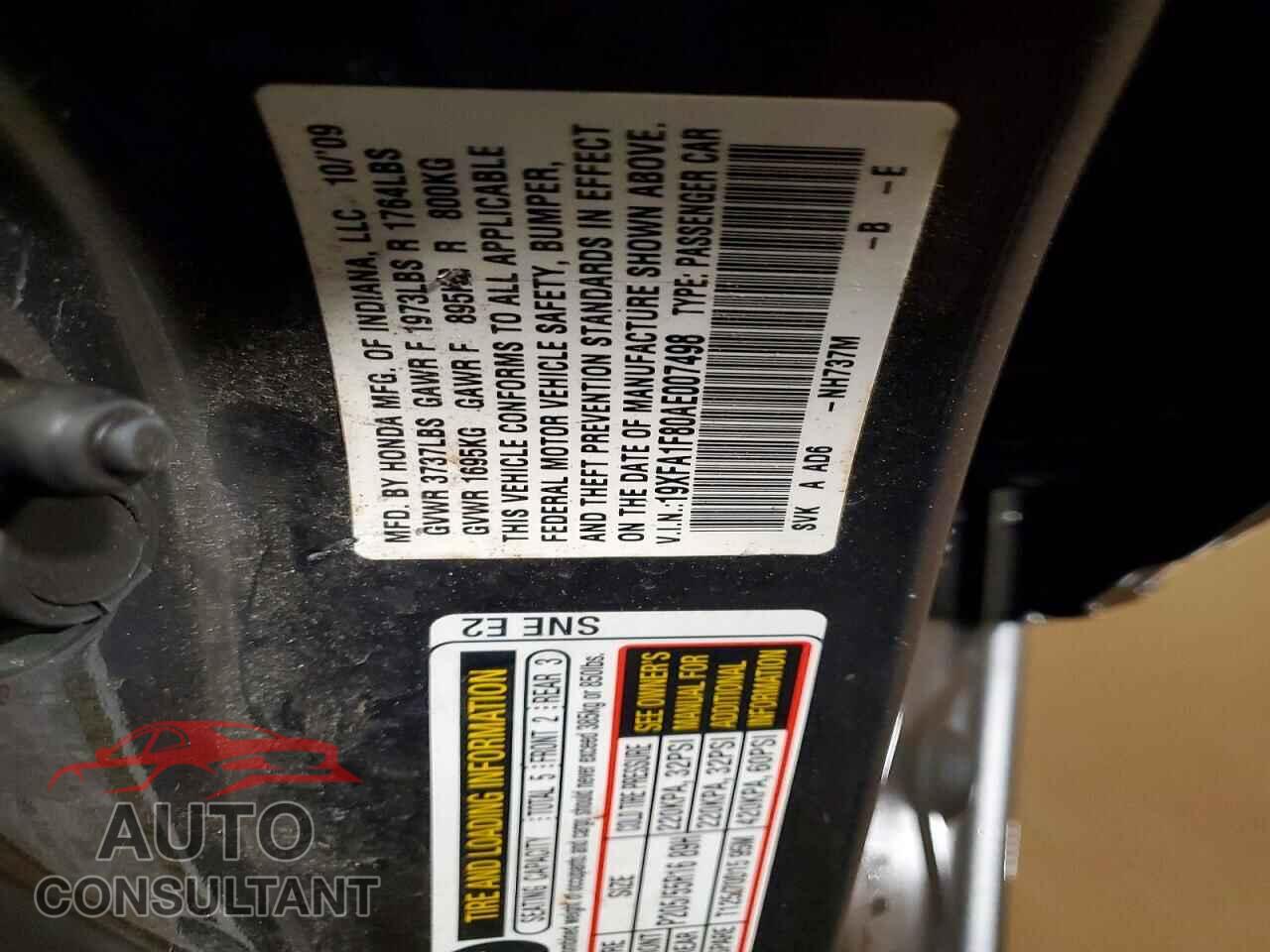 HONDA CIVIC 2010 - 19XFA1F80AE007498