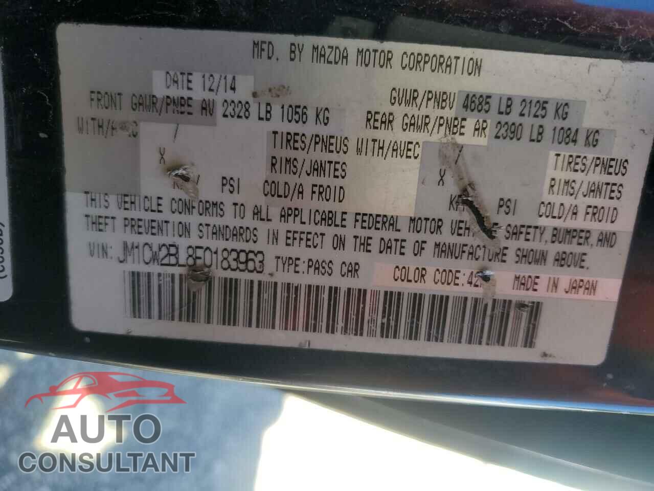MAZDA 5 2015 - JM1CW2BL8F0183963