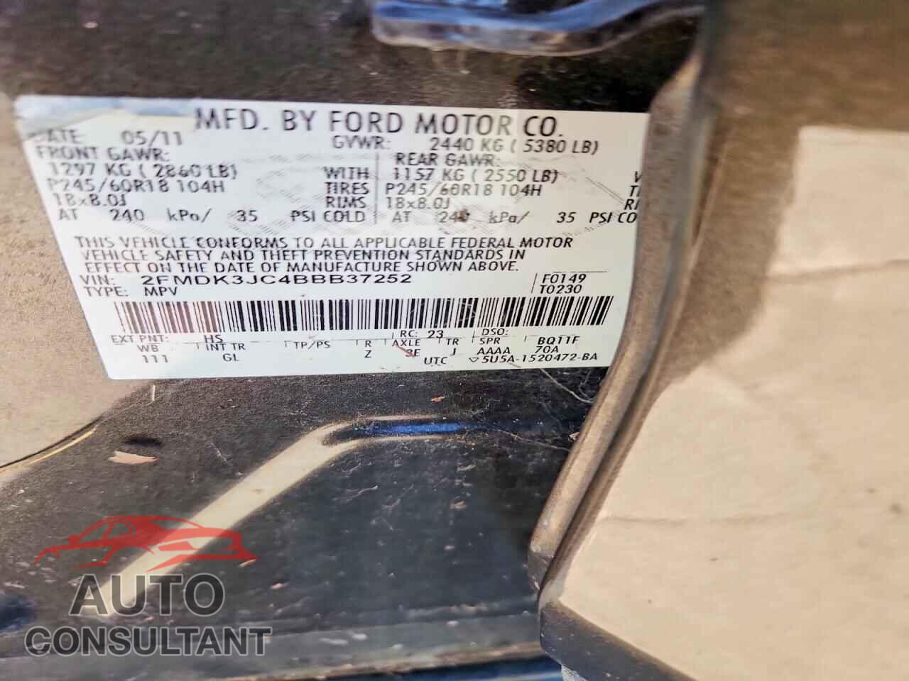 FORD EDGE 2011 - 2FMDK3JC4BBB37252