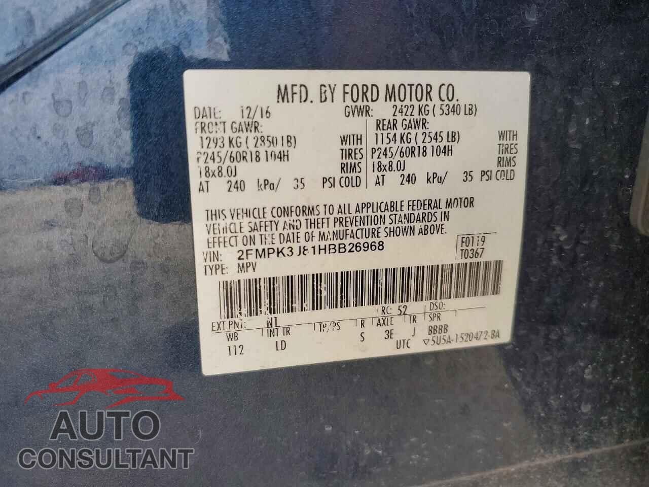 FORD EDGE 2017 - 2FMPK3J81HBB26968