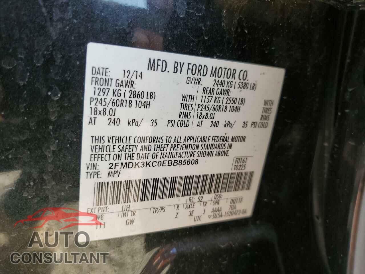 FORD EDGE 2014 - 2FMDK3KC0EBB85608