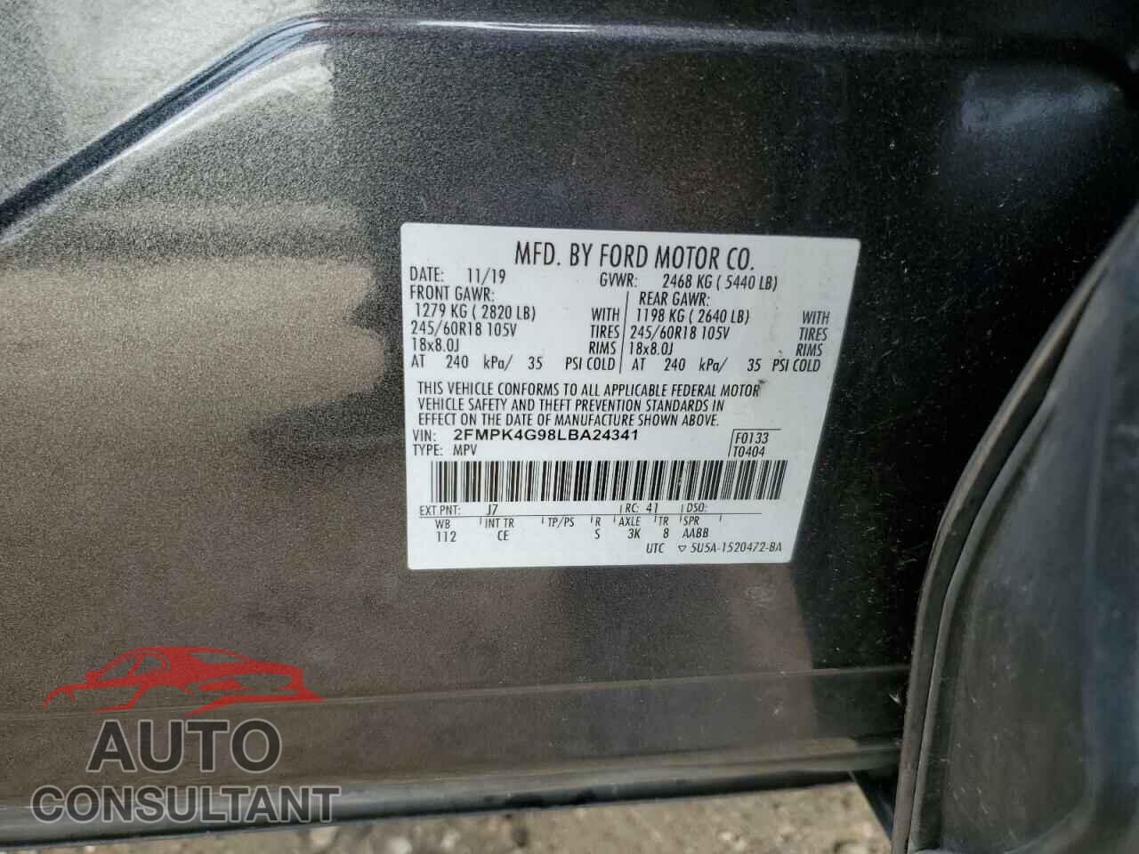 FORD EDGE 2020 - 2FMPK4G98LBA24341