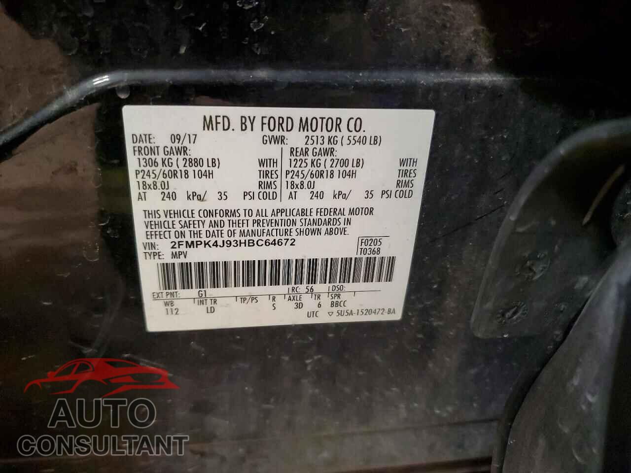 FORD EDGE 2017 - 2FMPK4J93HBC64672