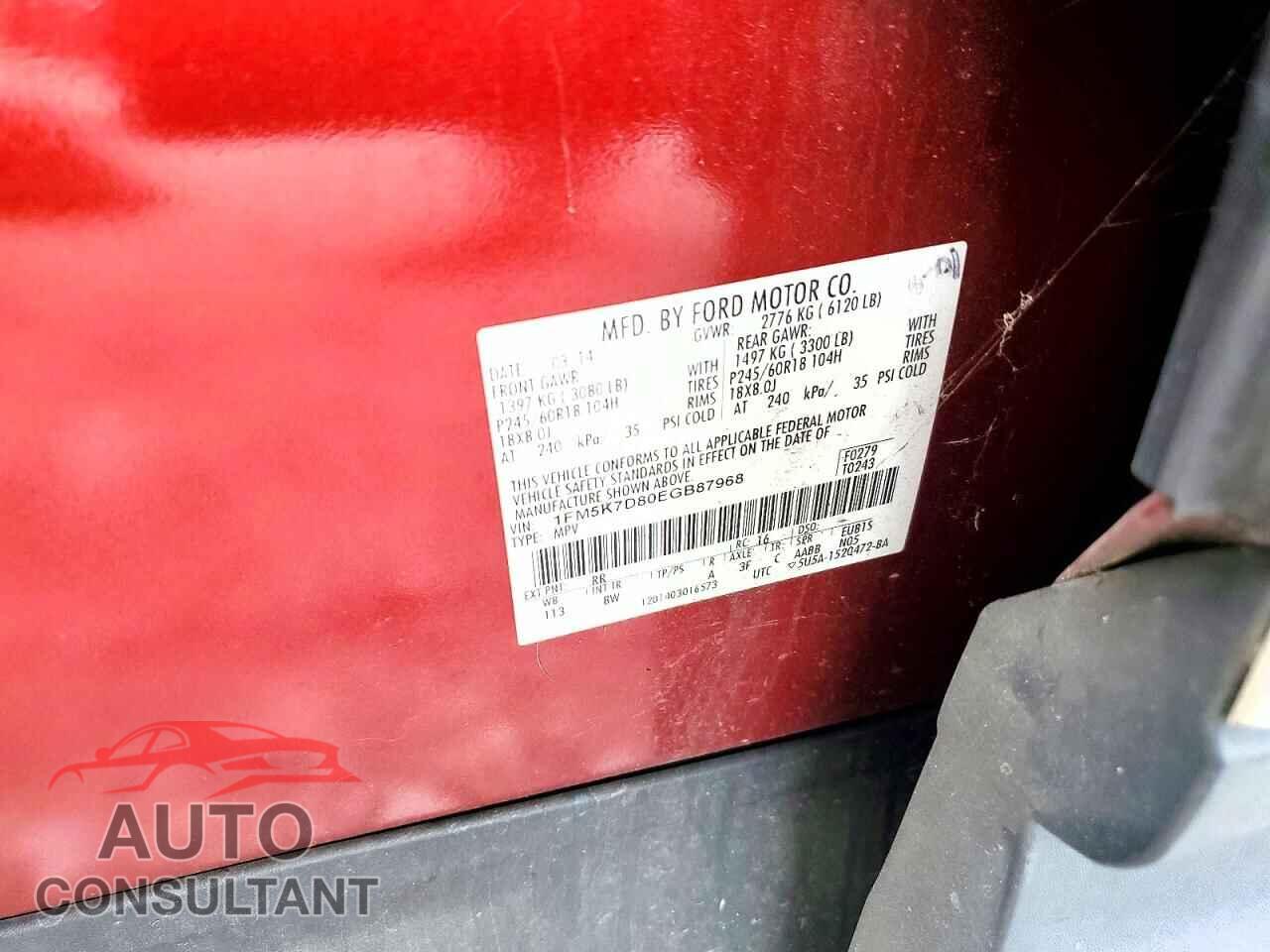 FORD EXPLORER 2014 - 1FM5K7D80EGB87968