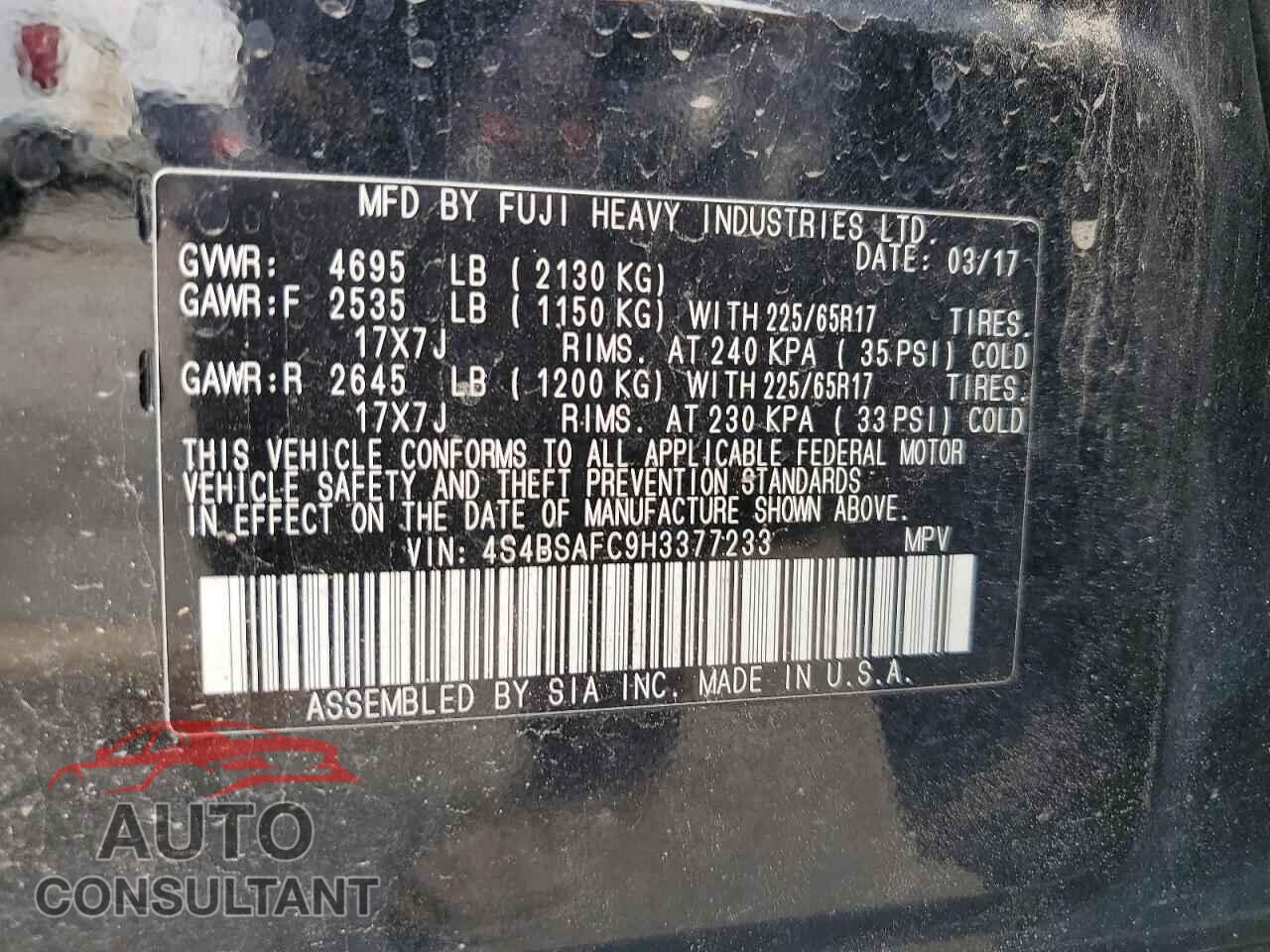 SUBARU OUTBACK 2017 - 4S4BSAFC9H3377233