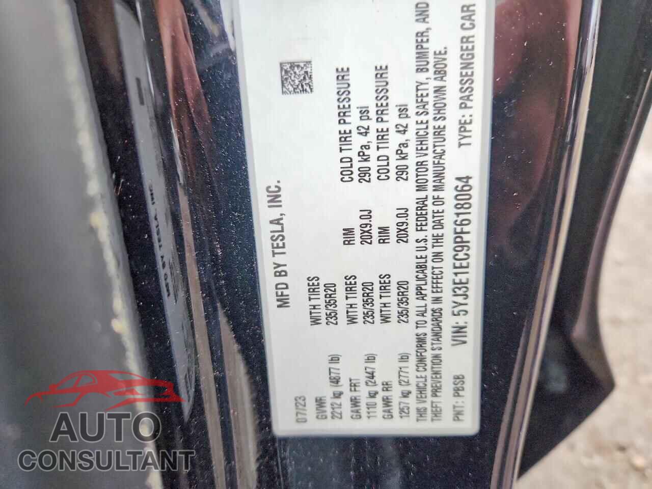 TESLA MODEL 3 2023 - 5YJ3E1EC9PF618064