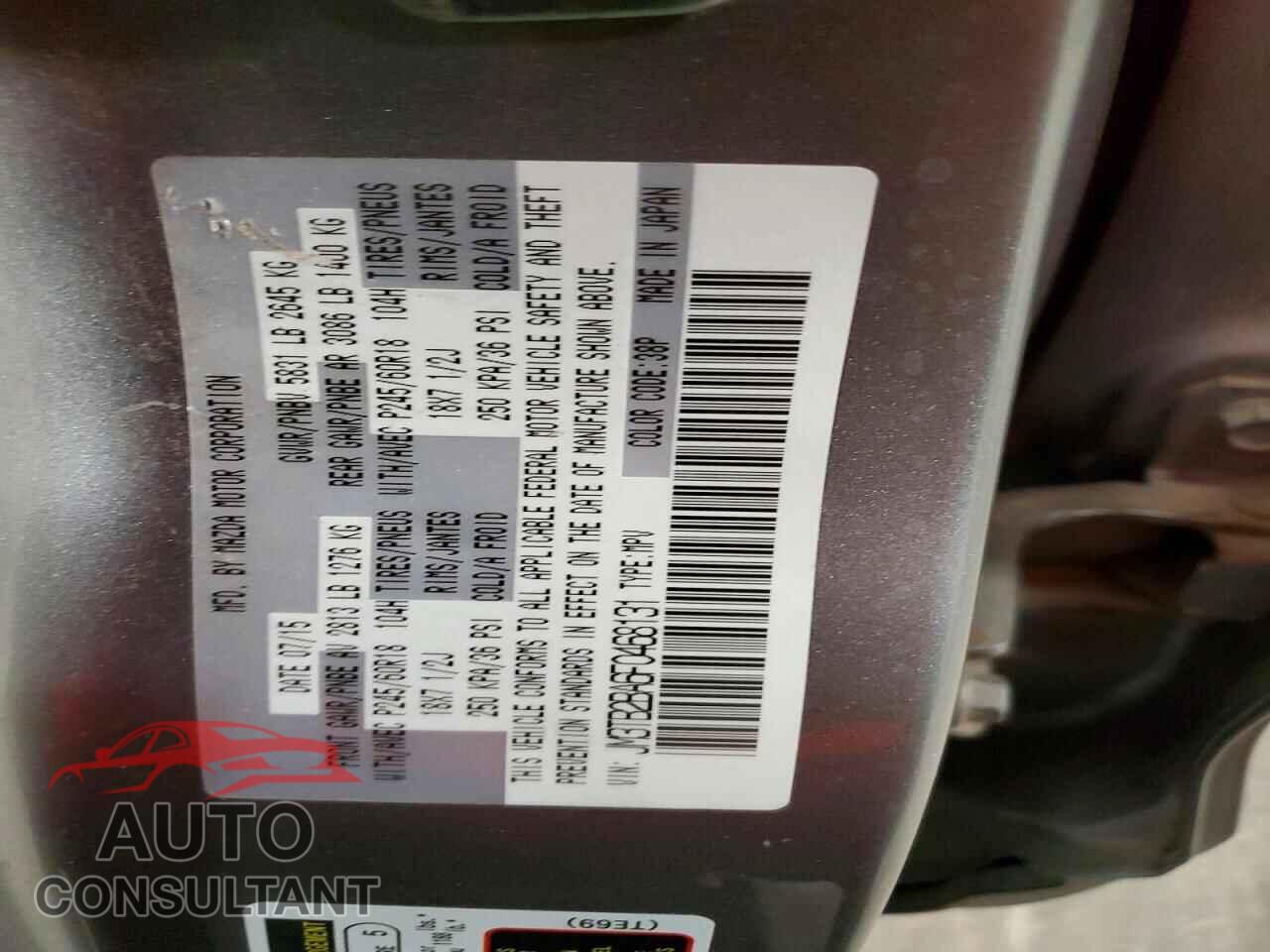MAZDA CX-9 2015 - JM3TB2BA6F0468131