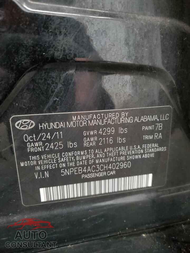 HYUNDAI SONATA 2012 - 5NPEB4AC3CH402960