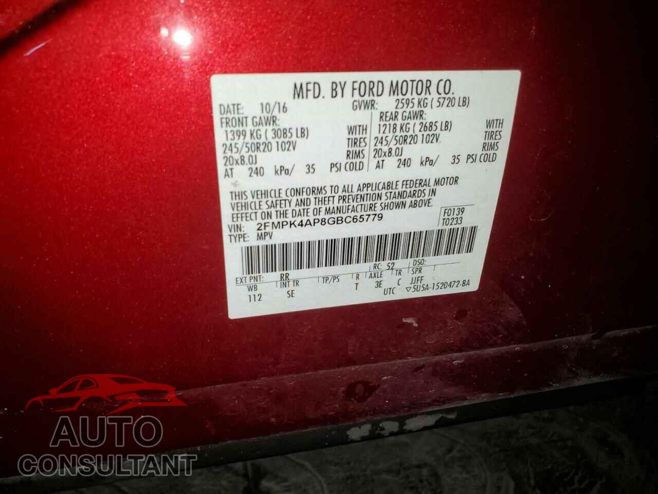FORD EDGE 2016 - 2FMPK4AP8GBC65779