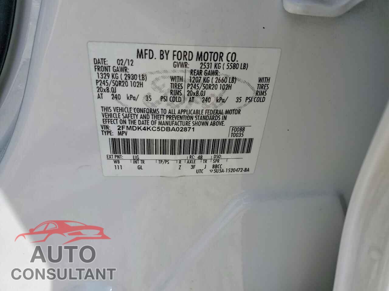 FORD EDGE 2013 - 2FMDK4KC5DBA02871