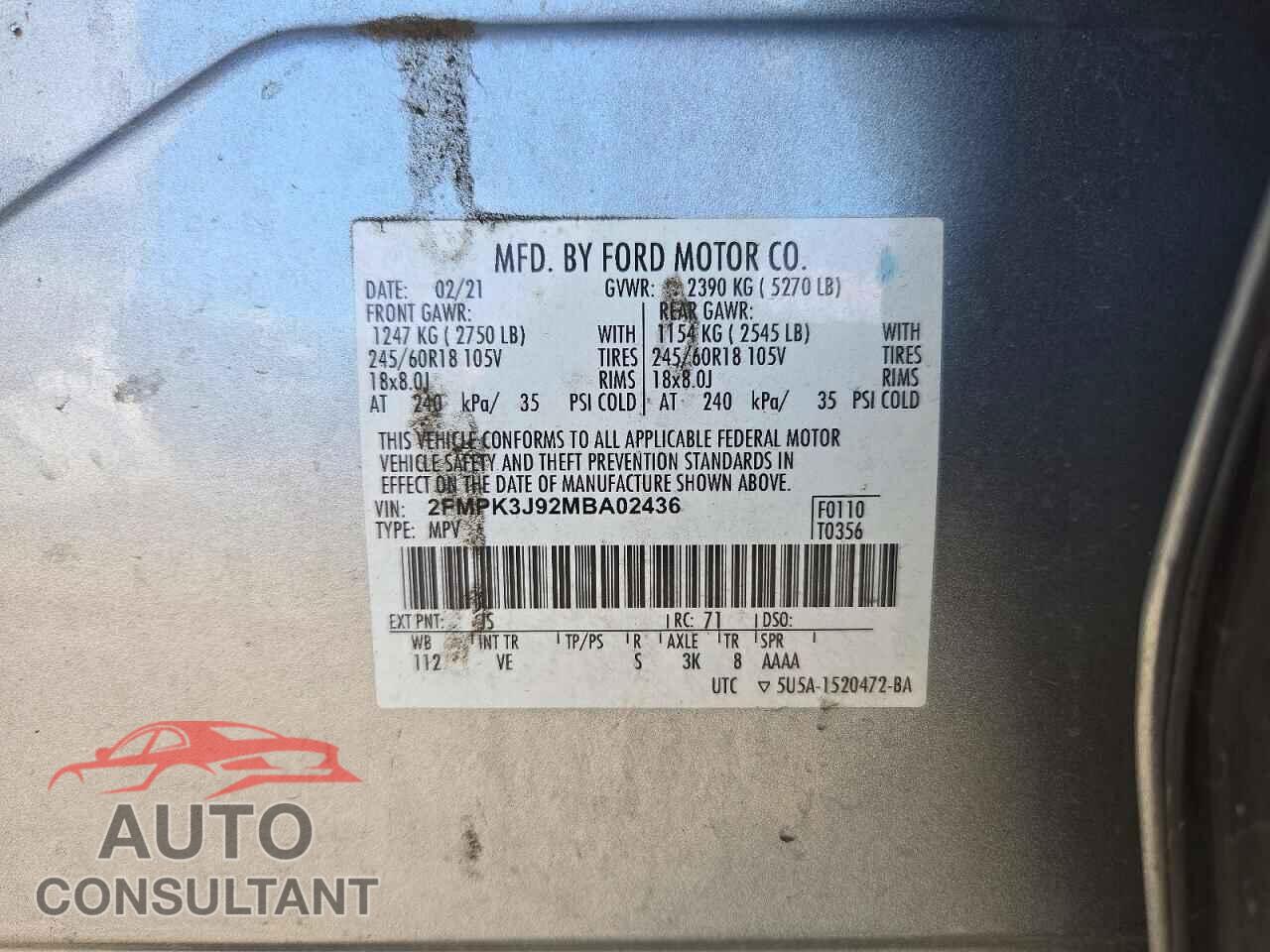 FORD EDGE 2021 - 2FMPK3J92MBA02436