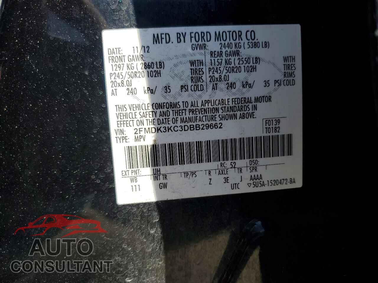FORD EDGE 2013 - 2FMDK3KC3DBB29662