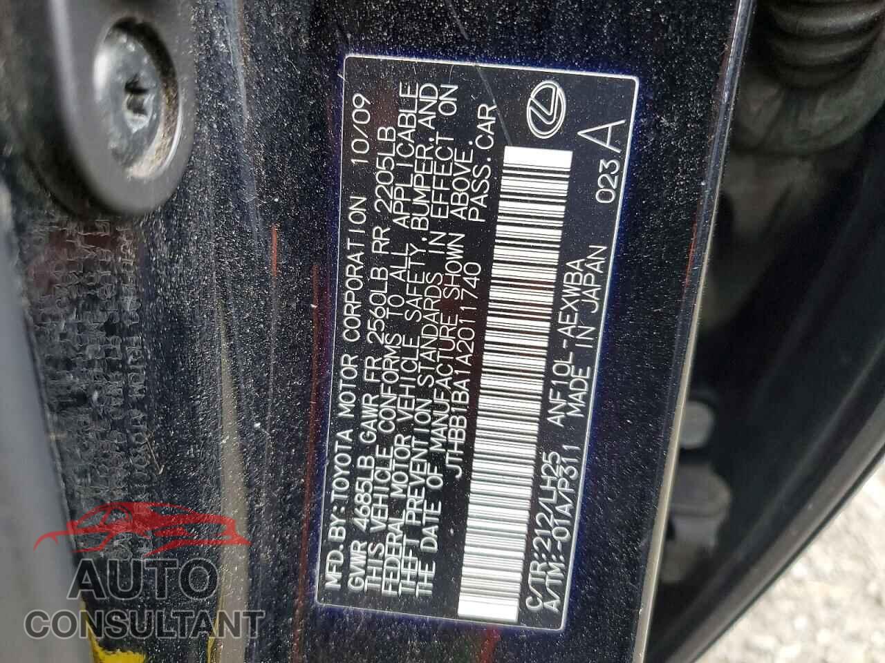 LEXUS HS 2010 - JTHBB1BA1A2011740
