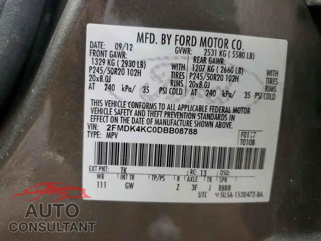FORD EDGE 2013 - 2FMDK4KC0DBB08788