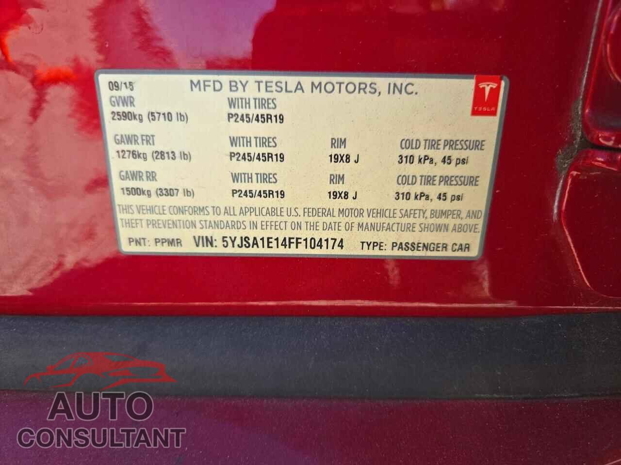 TESLA MODEL S 2015 - 5YJSA1E14FF104174