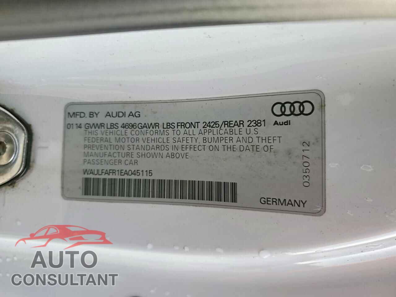 AUDI A5 2014 - WAULFAFR1EA045115