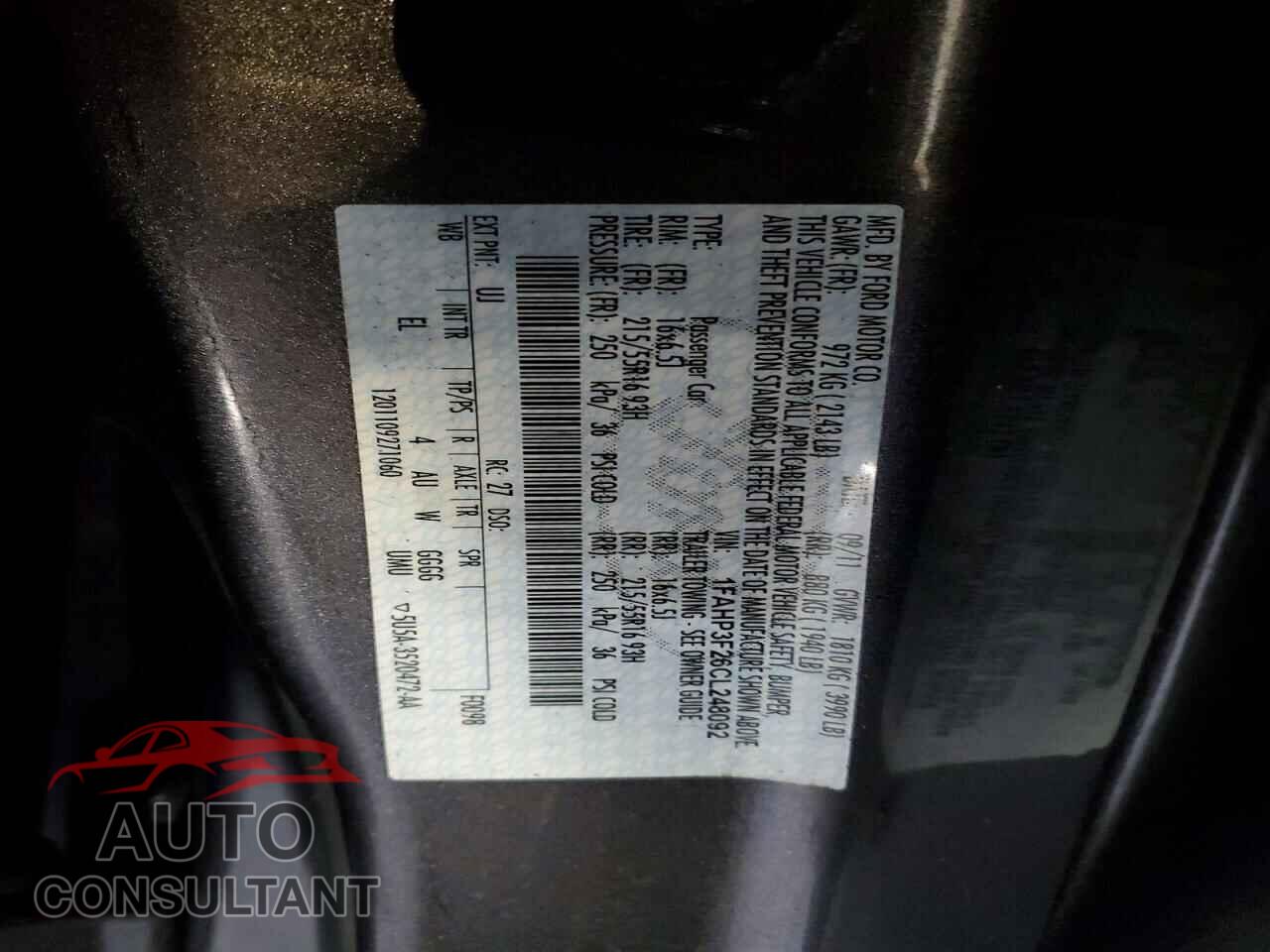 FORD FOCUS 2012 - 1FAHP3F26CL248092