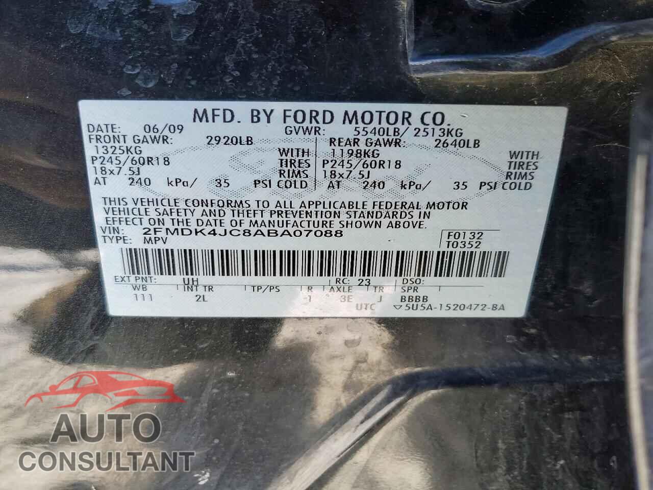 FORD EDGE 2010 - 2FMDK4JC8ABA07088