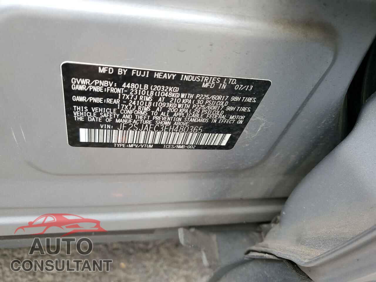 SUBARU FORESTER 2014 - JF2SJAEC3EH480365