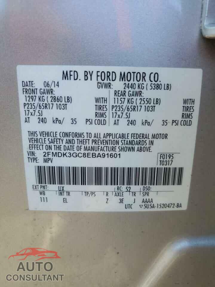 FORD EDGE 2014 - 2FMDK3GC8EBA91601