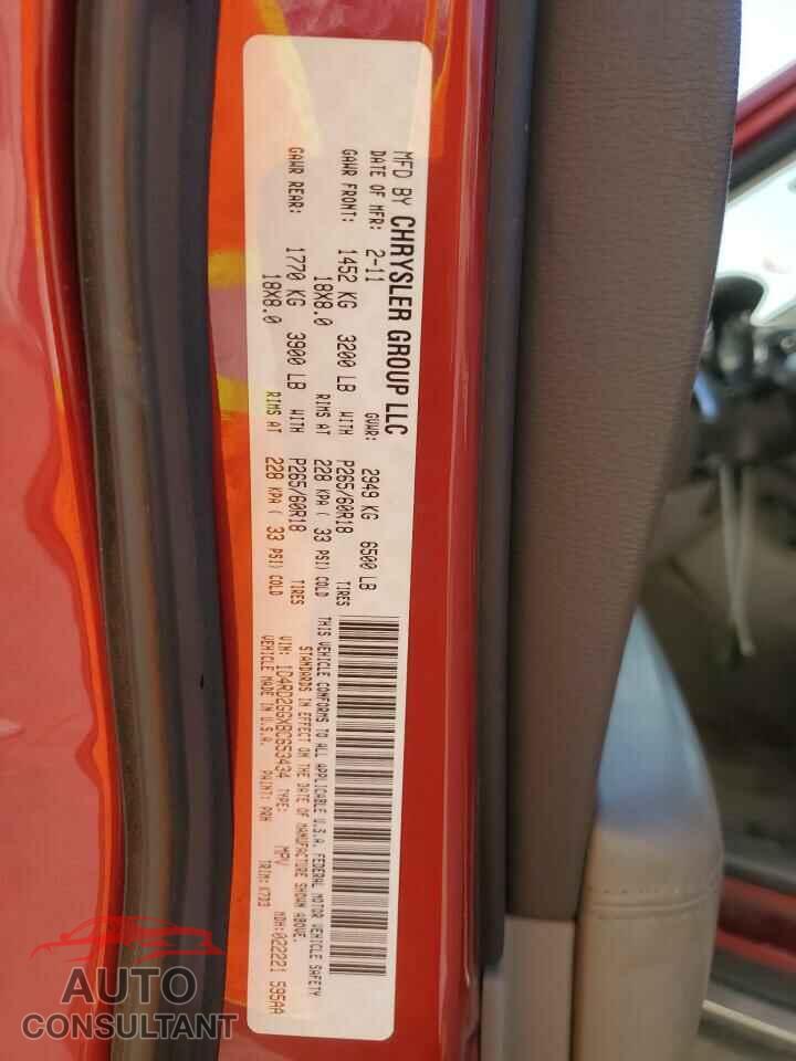 DODGE DURANGO 2011 - 1D4RD2GGXBC653434