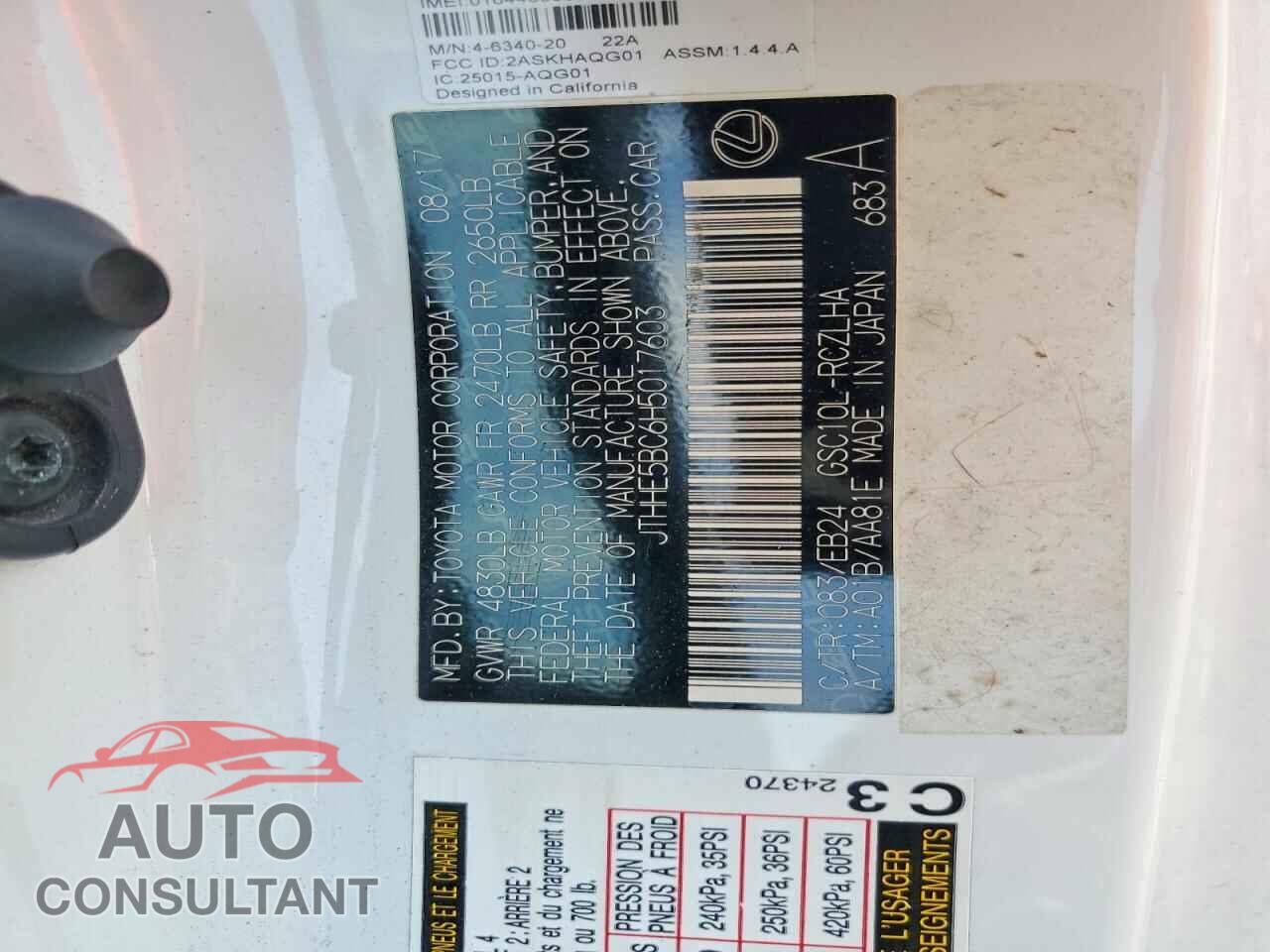 LEXUS RX350 2017 - JTHHE5BC6H5017603