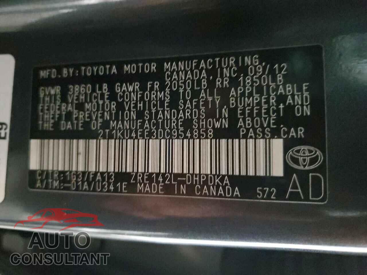 TOYOTA MATRIX 2013 - 2T1KU4EE3DC954858