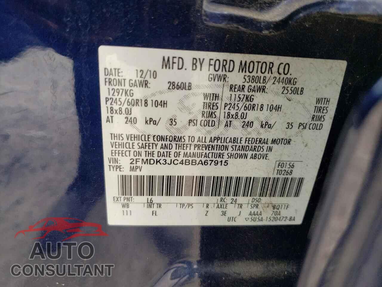 FORD EDGE 2011 - 2FMDK3JC4BBA67915
