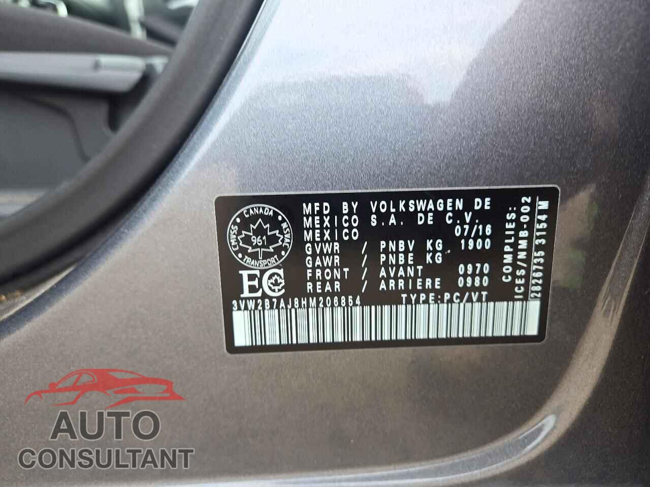 VOLKSWAGEN JETTA 2017 - 3VW2B7AJ8HM206854