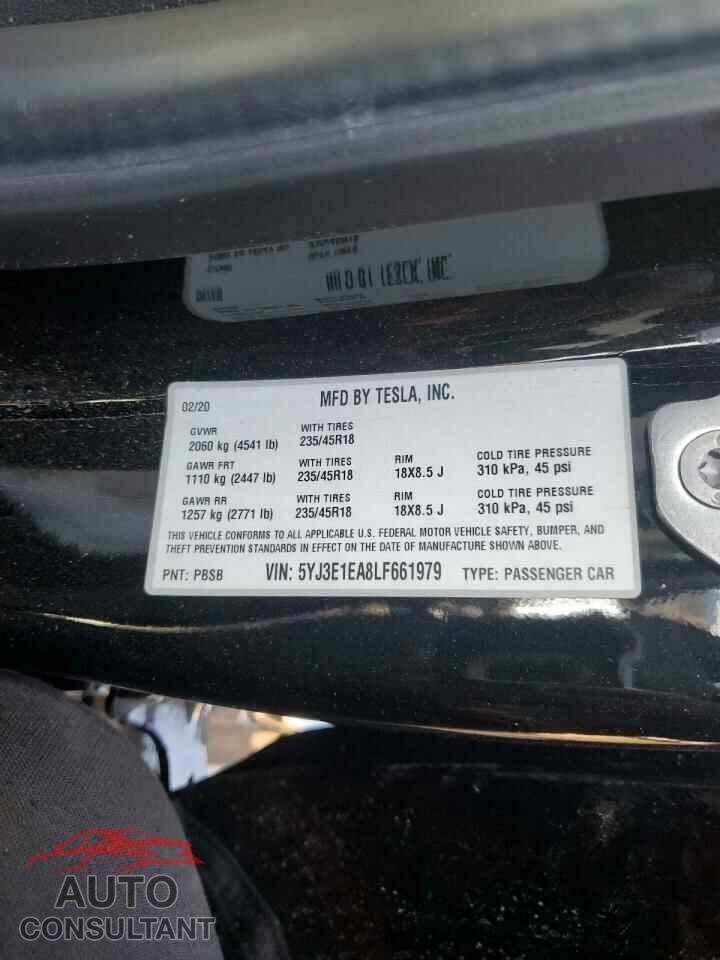 TESLA MODEL 3 2020 - 5YJ3E1EA8LF661979