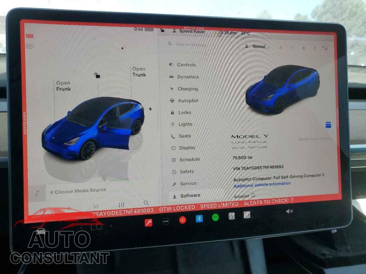 TESLA MODEL Y 2022 - 7SAYGDEE7NF481693