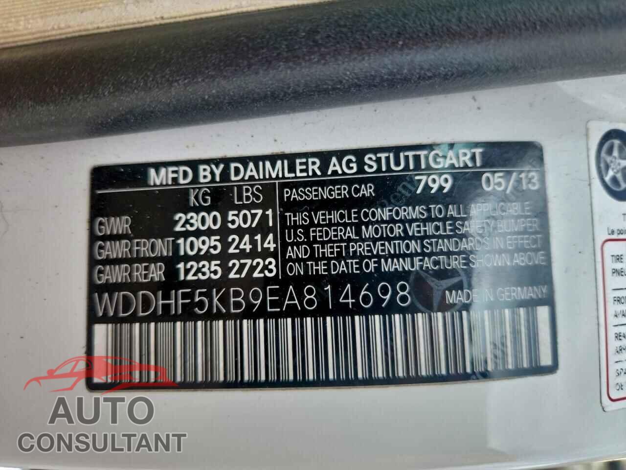 MERCEDES-BENZ E-CLASS 2014 - WDDHF5KB9EA814698