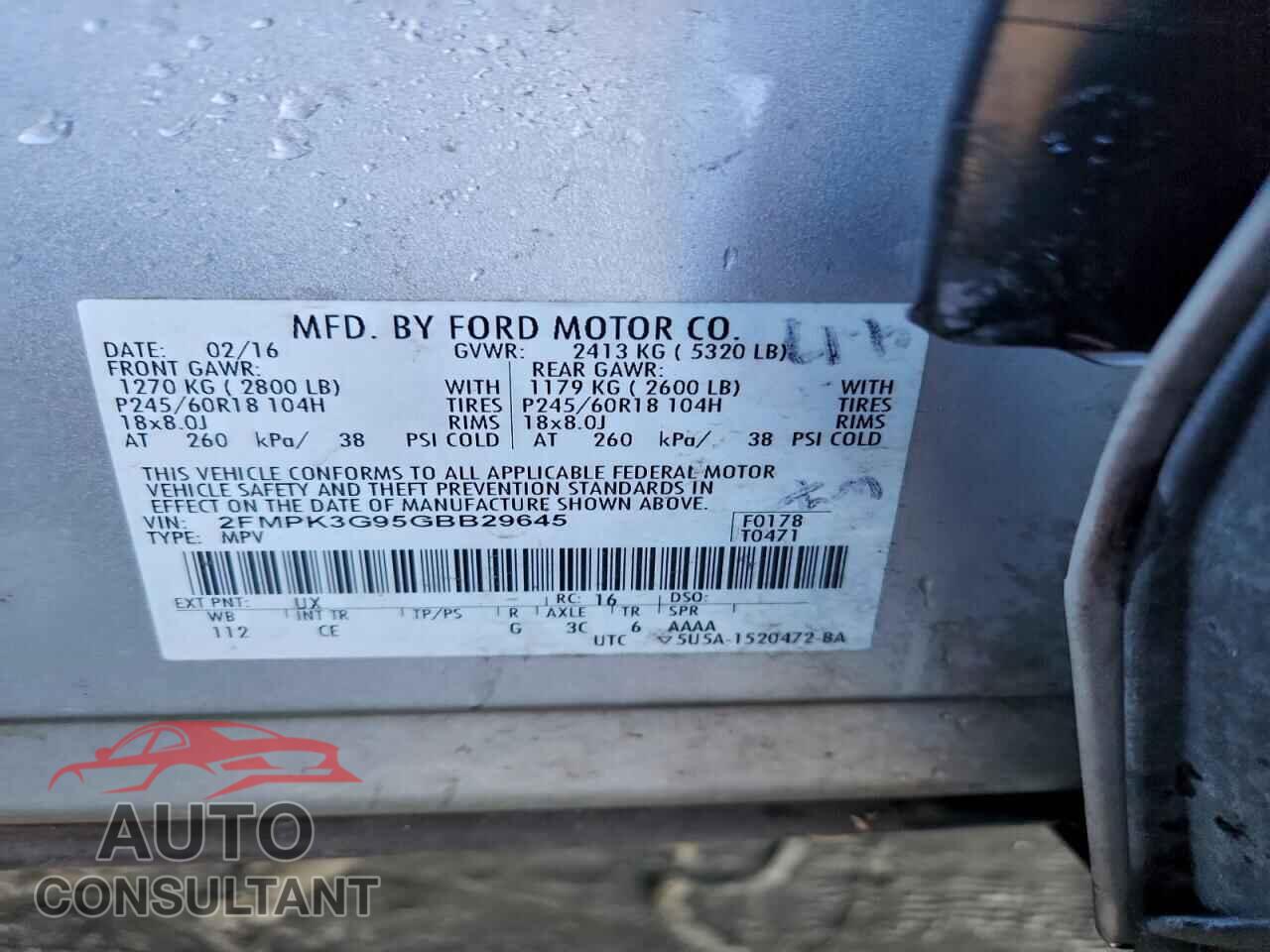 FORD EDGE 2016 - 2FMPK3G95GBB29645