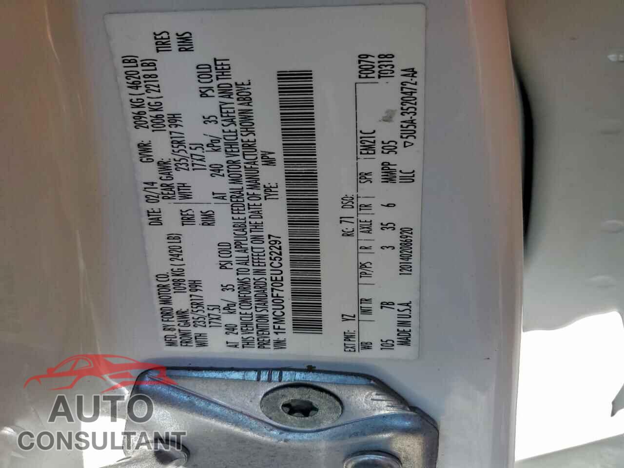 FORD ESCAPE 2014 - 1FMCU0F70EUC52297