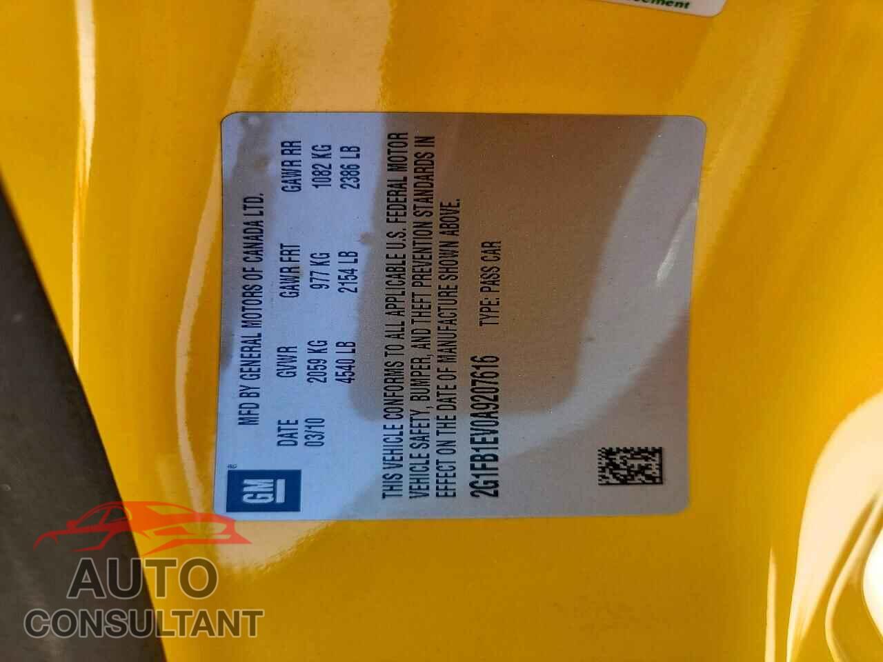 CHEVROLET CAMARO 2010 - 2G1FB1EV0A9207616