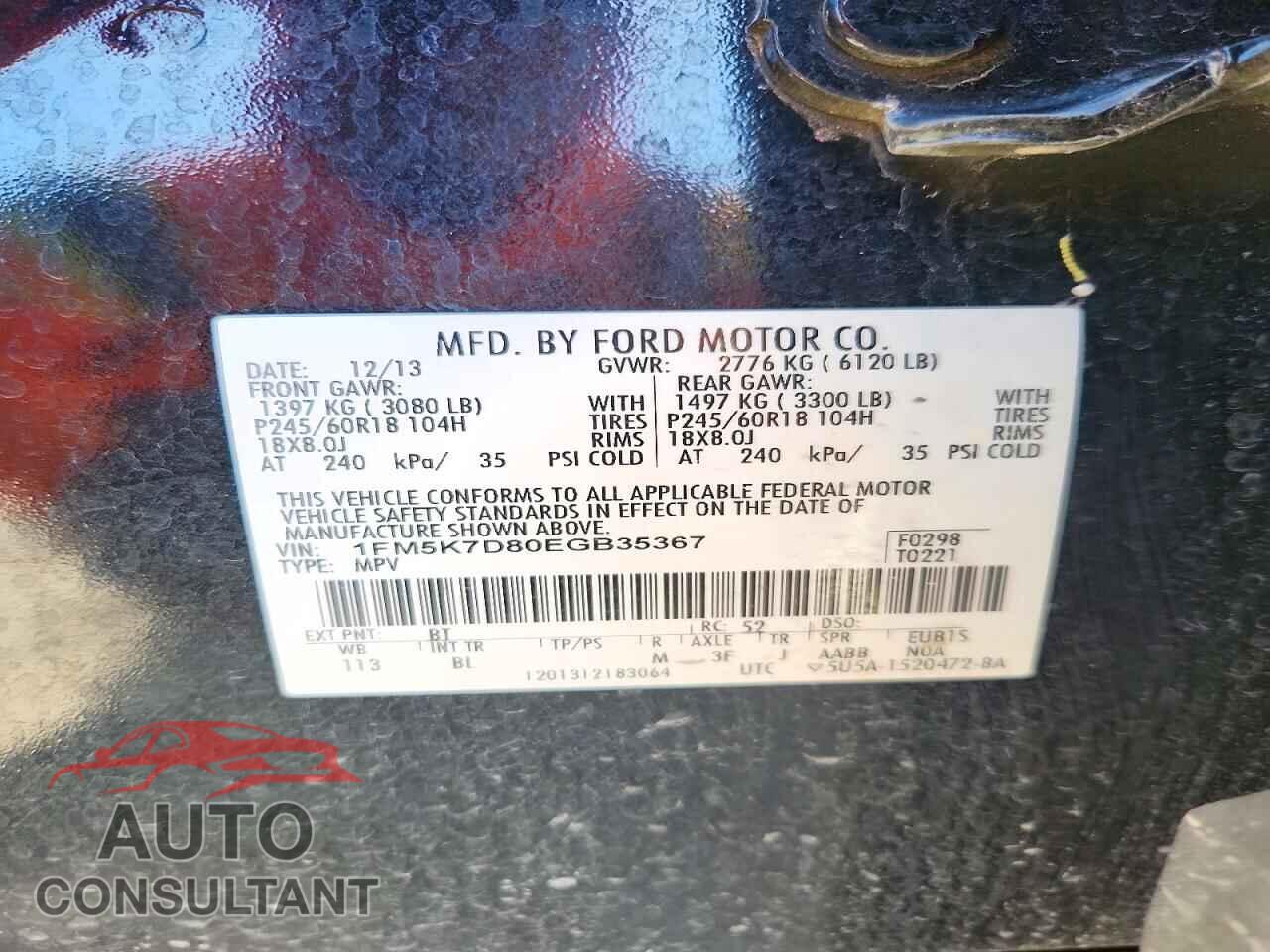 FORD EXPLORER 2014 - 1FM5K7D80EGB35367