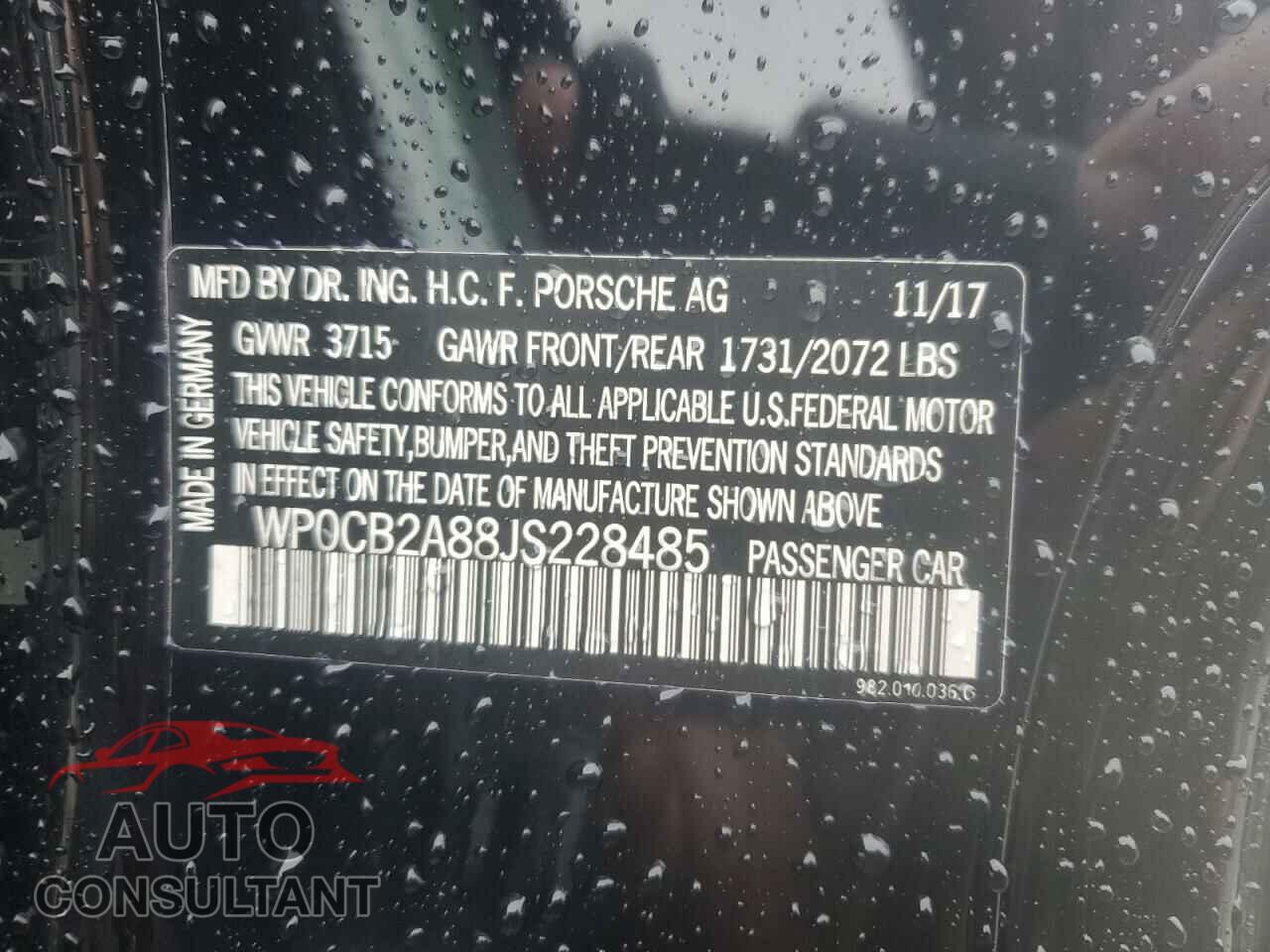 PORSCHE BOXSTER 2018 - WP0CB2A88JS228485