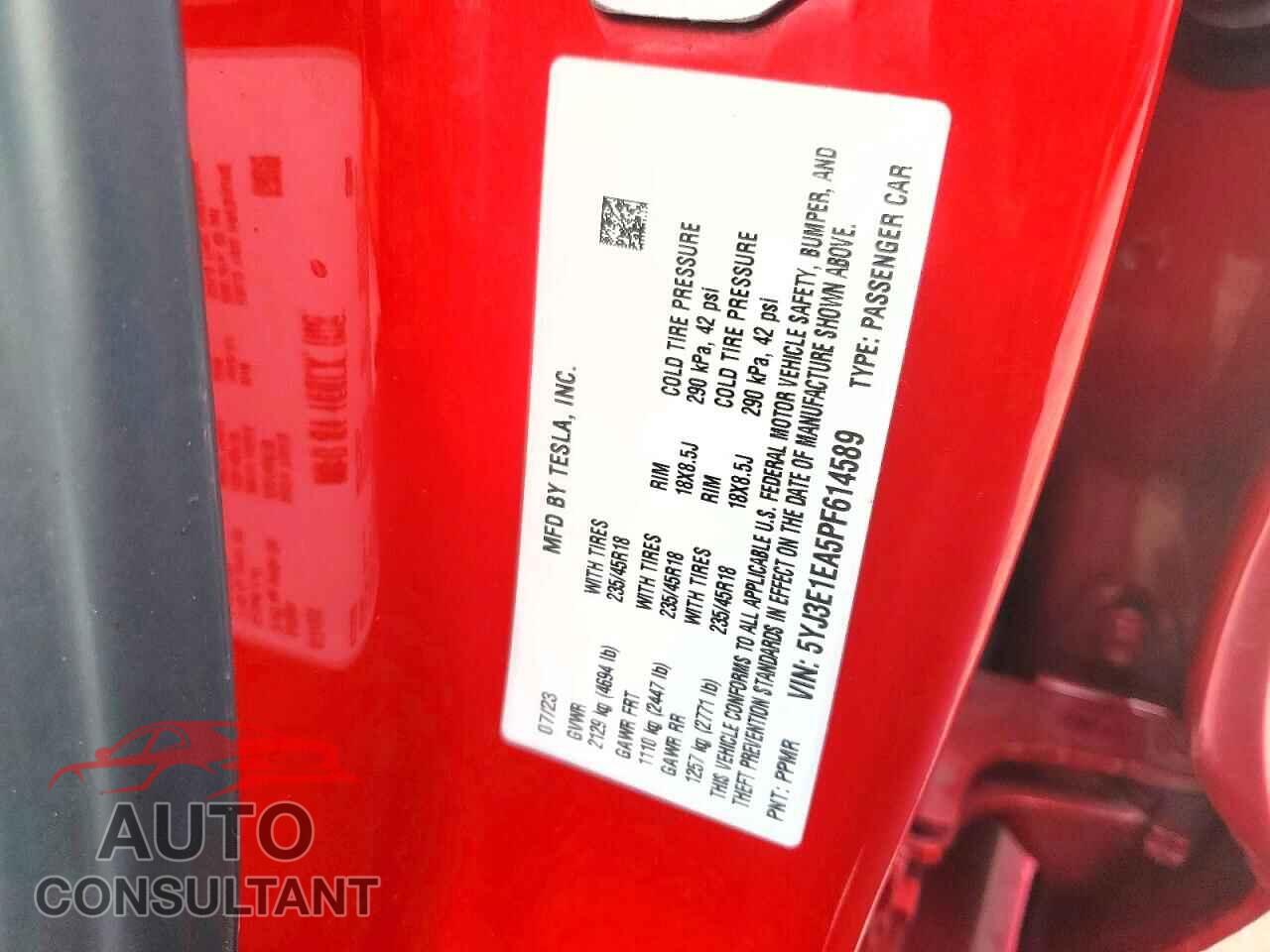 TESLA MODEL 3 2023 - 5YJ3E1EA5PF614589