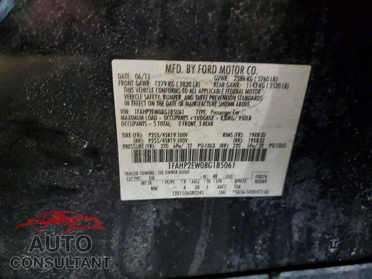 FORD TAURUS 2011 - 1FAHP2EW0BG185061