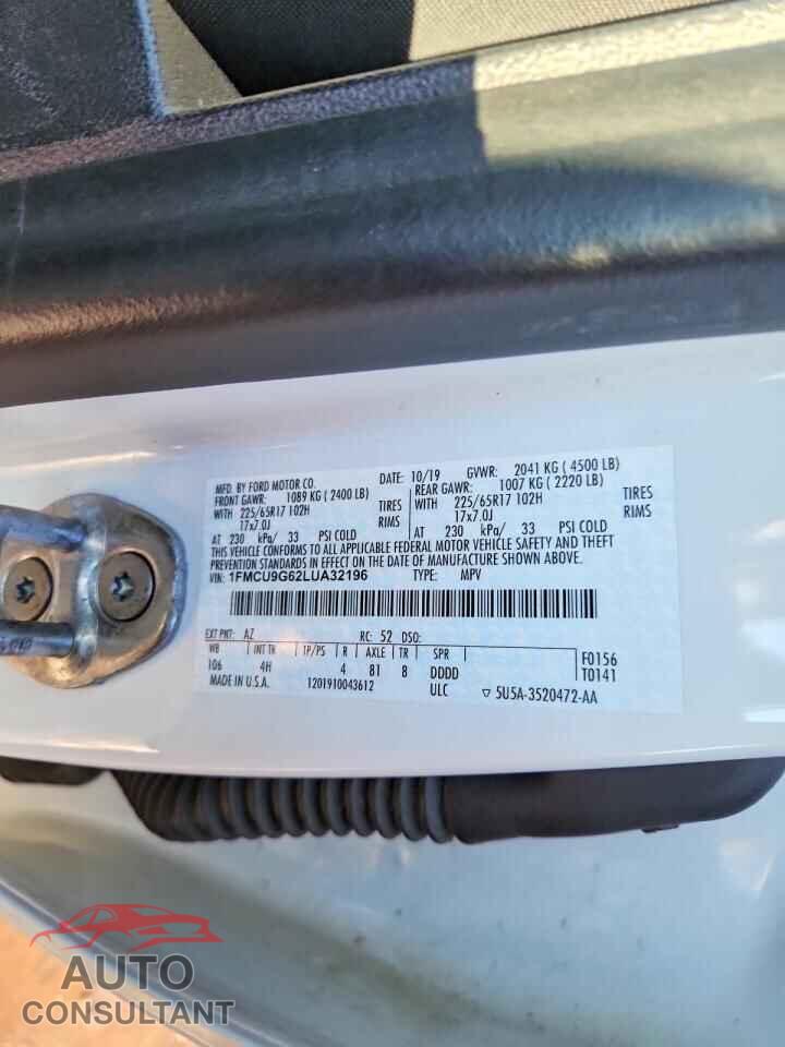 FORD ESCAPE 2020 - 1FMCU9G62LUA32196