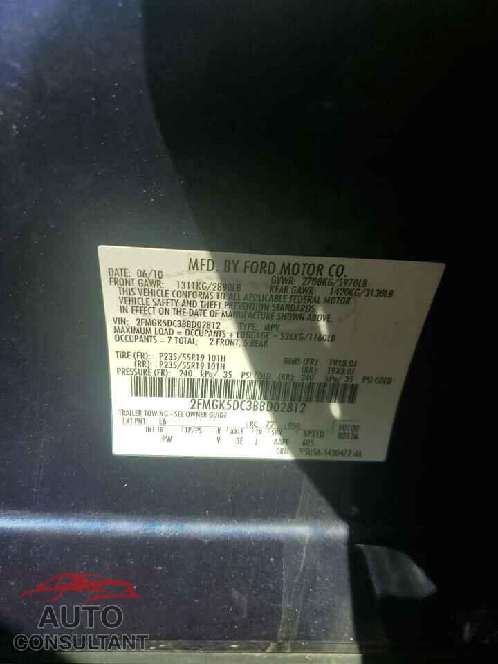 FORD FLEX 2011 - 2FMGK5DC3BBD02812