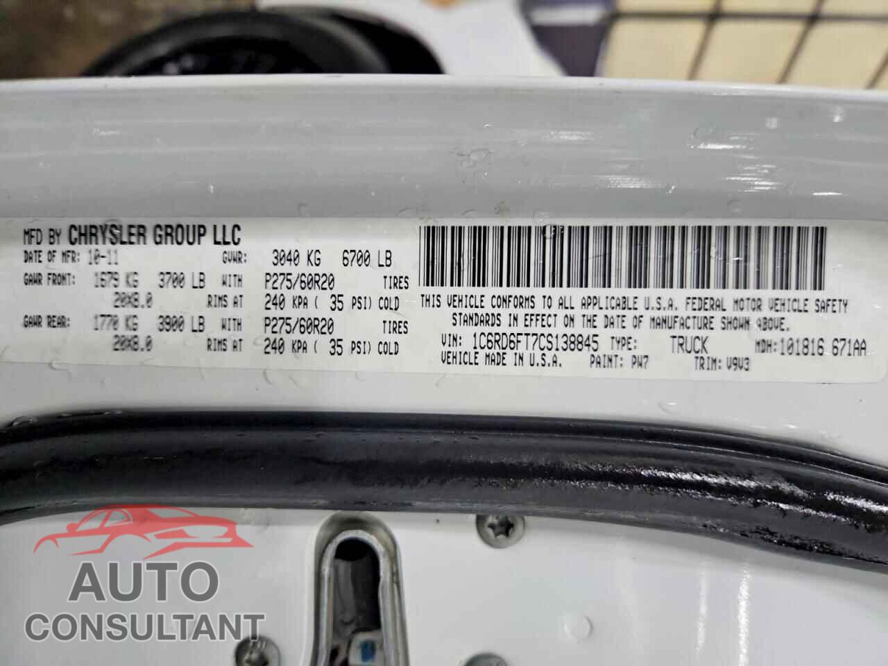 DODGE RAM 1500 2012 - 1C6RD6FT7CS138845