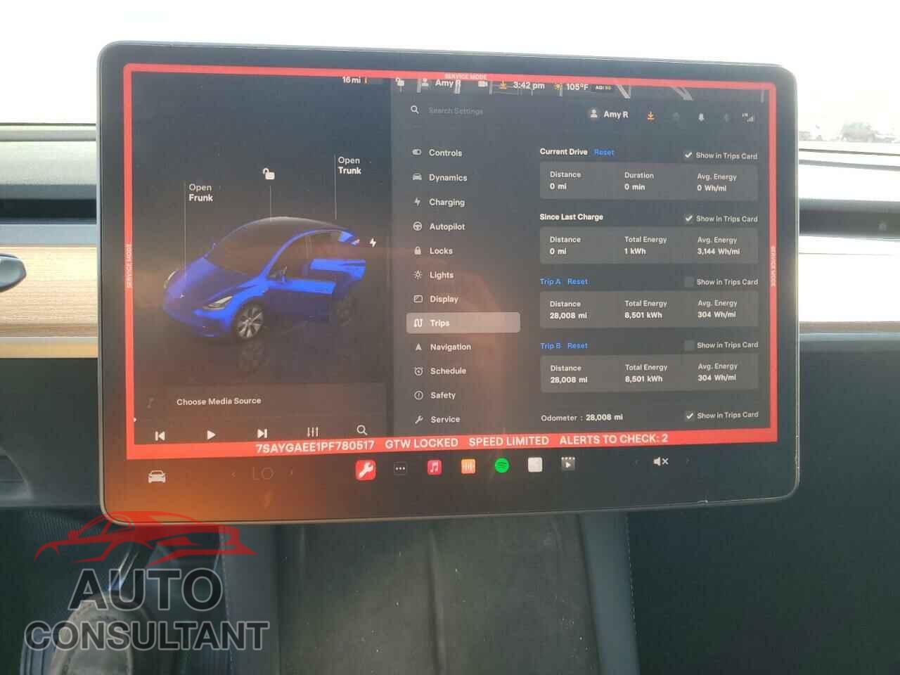 TESLA MODEL Y 2023 - 7SAYGAEE1PF780517
