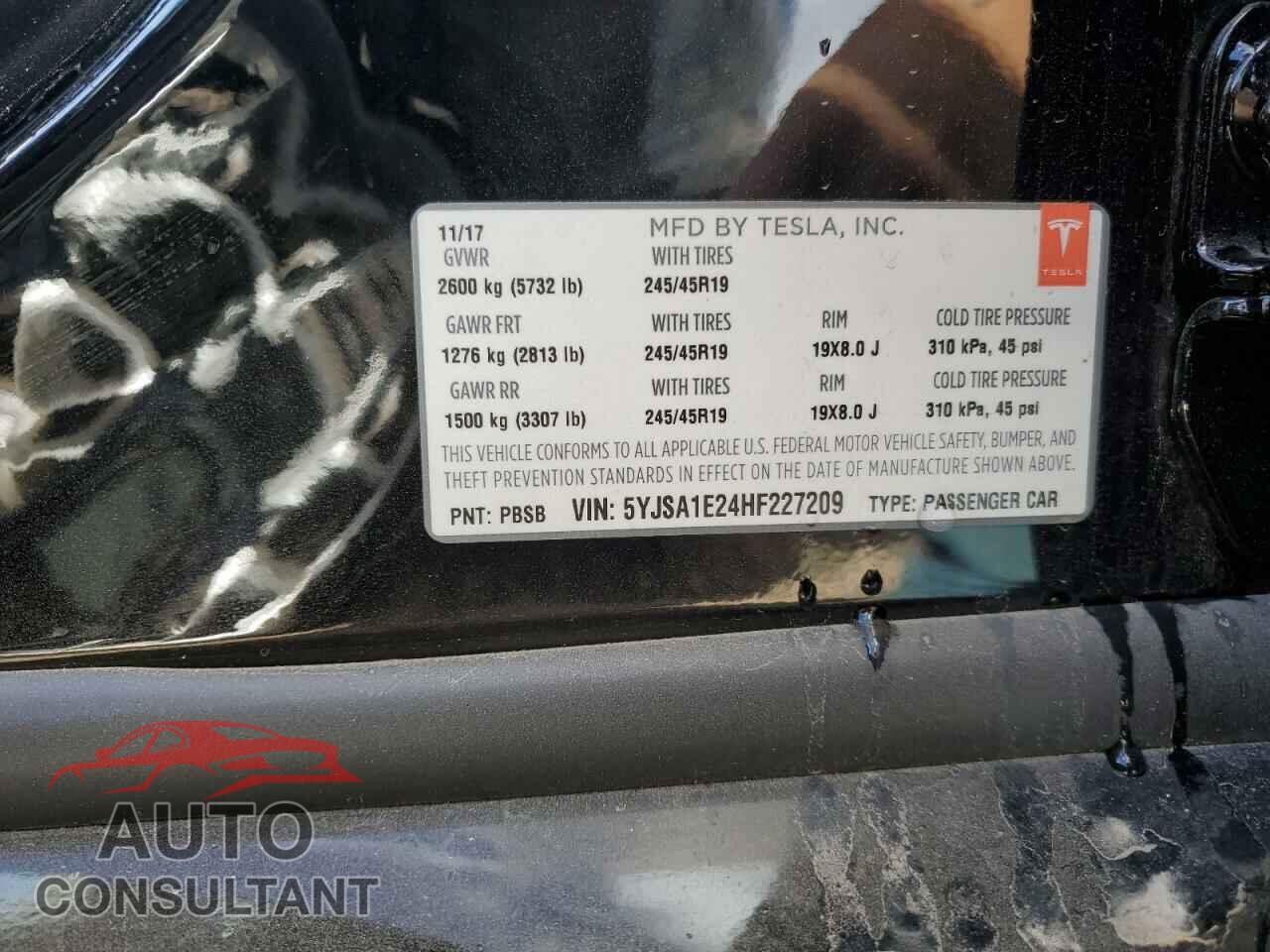 TESLA MODEL S 2017 - 5YJSA1E24HF227209